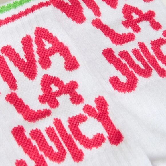 Juicy Couture White & Pink VIVA LA JUICY Women’s Ribbed Crew Athletic Socks - Picture 4 of 11